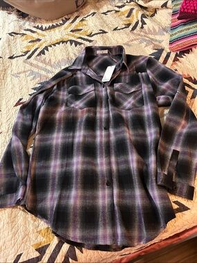 Purple Plaid Button-Down Shirt